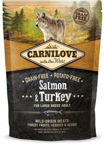 Сухой корм Brit Carnilove Salmon&Turkey For Large Breed Adult беззерновой для собак (1,5 кг, Лосось и индейка)
