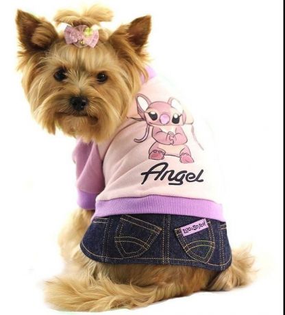 Толстовка Triol Disney Angel с джинсовой юбкой для собак (L, Розовая)