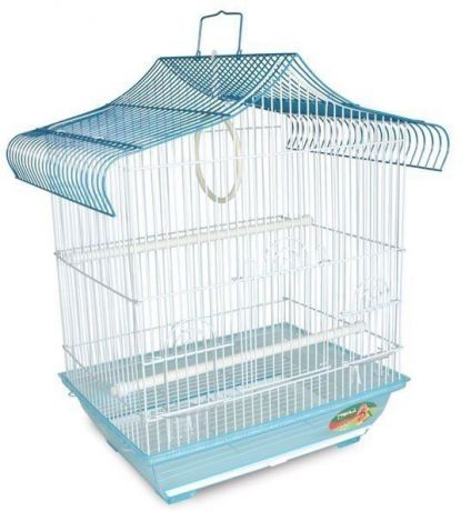 Клетка Triol 1607 для птиц (Д 34,5 х Ш 26 х В 44 см, Бело-фиолетовая решетка/фиолетовый поддон)