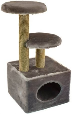 Домик-когтеточка Дарэлл 8348 "Чип" 2-х уровневый квадратный с двумя полками для кошек (43 х 35 х 71 см, )