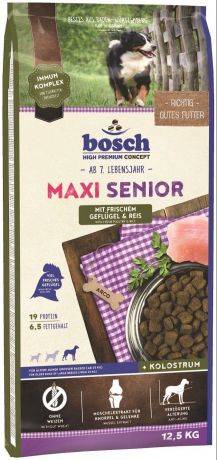 Сухой корм Bosch Maxi Senior Poultry&Rice с птицей и рисом для пожилых собак крупных пород (1 кг, Птица и рис)