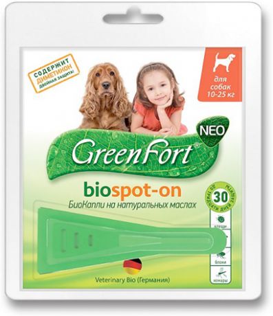 БиоКапли Green Fort G202 от эктопаразитов для собак средних пород (1,5 мл)