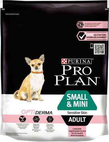 Сухой корм Pro Plan Small&Mini Adult Sensitive Skin Optiderma для собак мелких пород (3 кг, Лосось с рисом)
