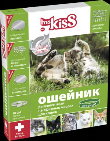 Ошейник Ms. Kiss репеллентный для кошек 38 см (38 см, Белый)