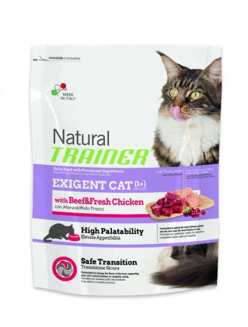 Сухой корм Trainer Natural Exigent Cat для привередливых кошек (1,5 кг, Говядина и свежая курица)