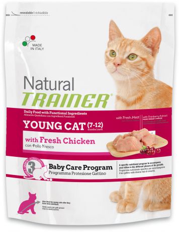 Сухой корм Trainer Natural Young Cat для молодых котов и кошек от 7 до 12 месяцев (1,5 кг, Курица)