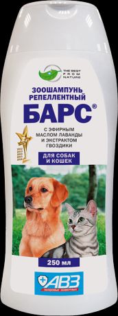 Шампунь АВЗ Барс антипаразитарный с эфирными маслами и экстрактами лекарственных трав для собак и кошек 250 мл (250 мл, )