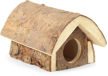 Домик-избушка Гамма из неокоренного дерева для мелких животных (12x16x10 см)
