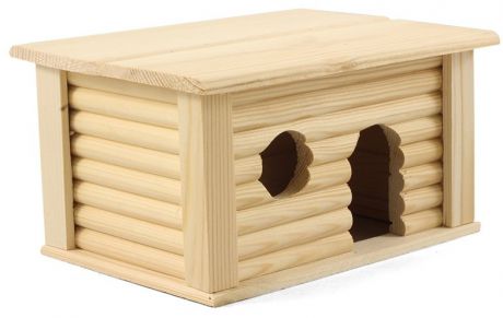 Домик Гамма деревянный с плоской крышей для мелких животных (21x14x11,5)