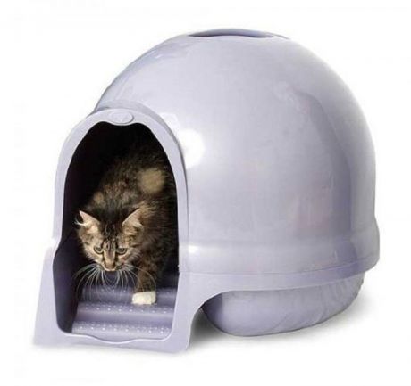 Туалет-купол PetMate Booda Dome Cleanstep Cat Box чистые лапки с лесенкой для кошек (Д 44 х Ш 44 х В 43 см, Серый)