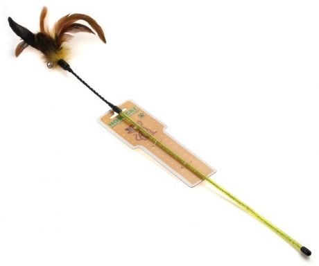 Игрушка Homecat Дразнилка с цветными перьями на пружине с колокольчиком для кошек (73 см, )