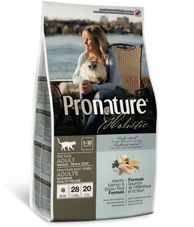 Сухой корм Pronature Holistic с лососем и рисом для кожи и шерсти для кошек (2,72 кг, Лосось и рис)