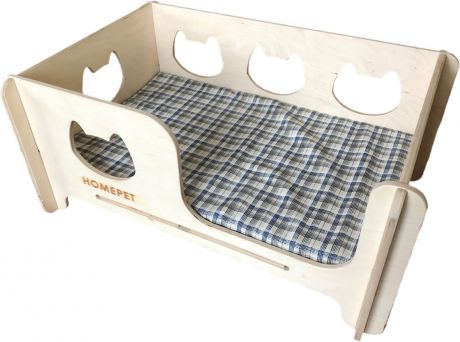Кроватка Homepet универсальная деревянная с матрасом для животных (60 x 40 x 27 см, )