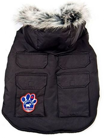 Куртка Canada Poосh Эверест с капюшоном зимняя для собак (XS, 25 см длина по спине, Черный)