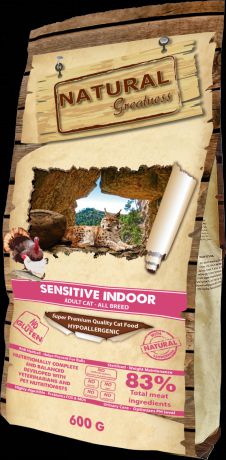 Сухой корм Natural Greatness Sensitive Indoor для кошек (2 кг, )
