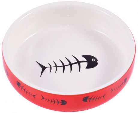 Миска КерамикАрт Рыбка керамическая для кошек (300 мл, Белый)