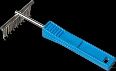 Грабли Зооник 0747 с пластмассовой ручкой загнутый зуб для животных (Синий)