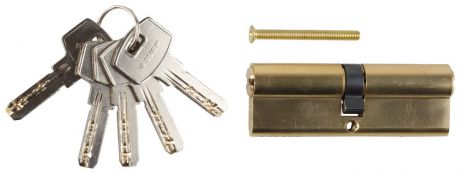 Механизм цилиндровый повышенной защищенности ЗУБР "ЭКСПЕРТ" тип "ключ-ключ", цвет латунь, 6-PIN, 90мм