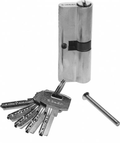 Механизм цилиндровый повышенной защищенности ЗУБР "ЭКСПЕРТ" тип "ключ-ключ", цвет хром, 6-PIN, 90мм