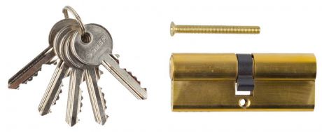 Механизм цилиндровый ЗУБР "МАСТЕР" тип "ключ-ключ", цвет латунь, 5-PIN, 80мм