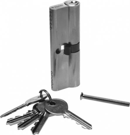Механизм цилиндровый ЗУБР "МАСТЕР" тип "ключ-ключ", цвет хром, 5-PIN, 90мм