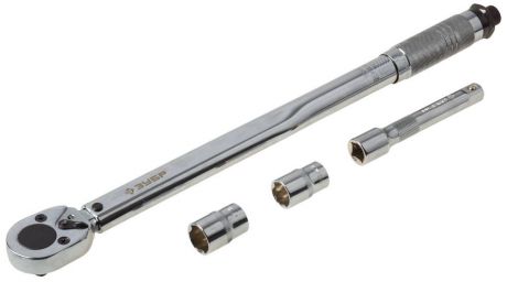 Ключ динамометрический ЗУБР 64094-H4 1/2", 42-210 Нм, с торцовыми головками 17, 19 мм и удлинителем 125 мм