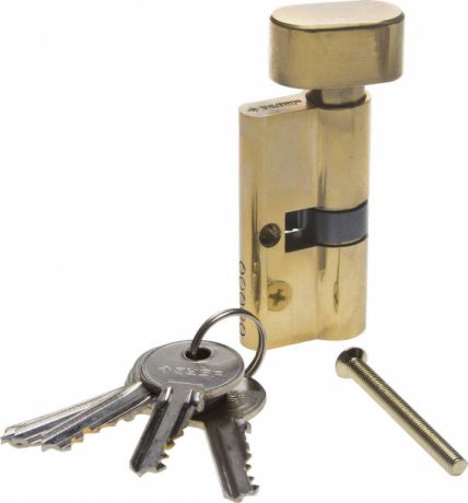 Механизм цилиндровый ЗУБР "МАСТЕР" тип "ключ-защелка", цвет латунь, 5-PIN, 60мм