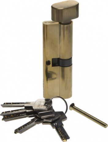 Механизм цилиндровый повышенной защищенности ЗУБР "ЭКСПЕРТ" тип "ключ-защелка", цвет латунь, 6-PIN, 90мм