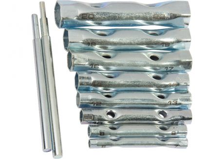 Набор ключей-трубок торцевых, 6 - 22 мм, вороток, оцинкованные, 10 шт. SPARTA