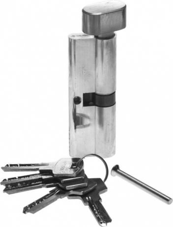 Механизм цилиндровый повышенной защищенности ЗУБР "ЭКСПЕРТ" тип "ключ-защелка", цвет хром, 6-PIN, 80мм