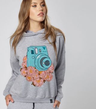 Толстовка с капюшоном Камера в цветах