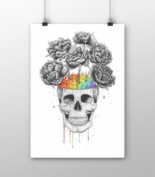 Постеры Череп с радужным мозгом