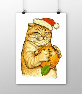 Постеры Новогодний котик