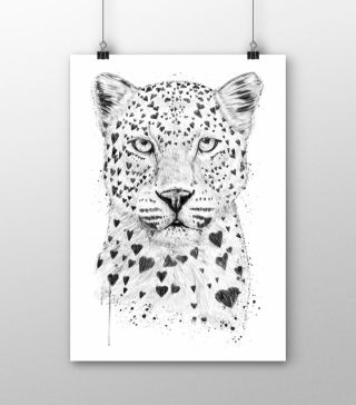 Постеры Леопард-сердечко