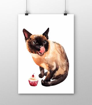 Постеры Кошка-сладкоежка