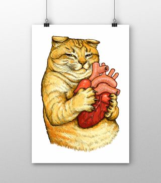 Постеры Котик с сердцем
