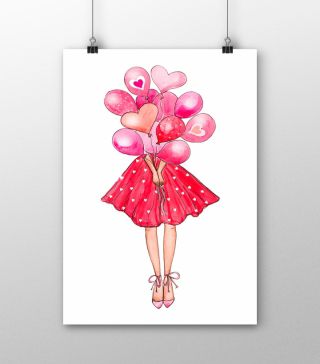 Постеры Девушка с шариками