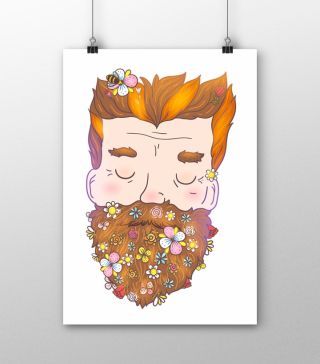 Постеры Борода с цветами