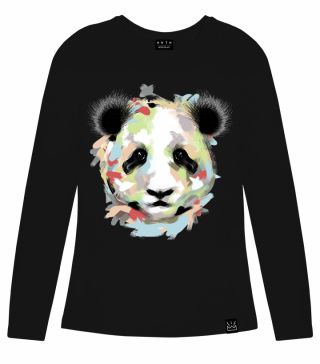 Лонгслив с принтом Цветная панда