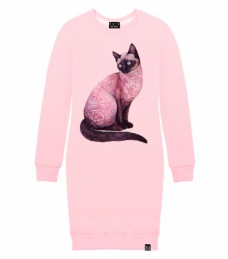 Платье-толстовка с принтом Цветочная кошка