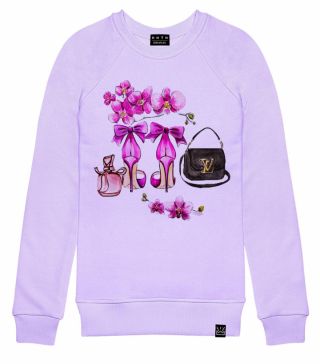 Толстовка с принтом Розовые туфли и орхидеи