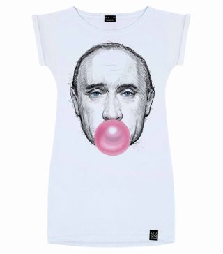 Платье с принтом Путин с жвачкой
