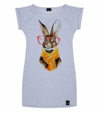 Платье с принтом Кролик в очках