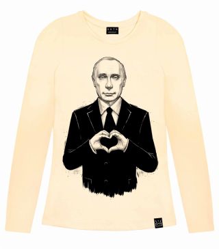 Лонгслив с принтом Путин с сердцем