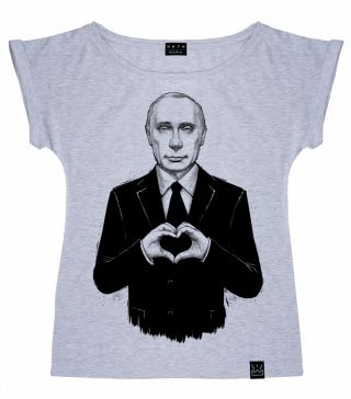 Футболка «лодочка» Путин с сердцем