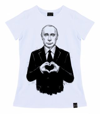 Футболка с принтом Путин с сердцем