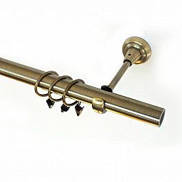 Карнизы Карниз металлический 1-рядный золото антик, гладкая труба, 160 см, ø25 мм
