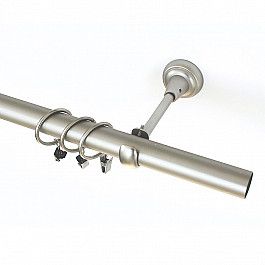 Карнизы Карниз металлический 1-рядный хром матовый, гладкая труба, 180 см, ø25 мм