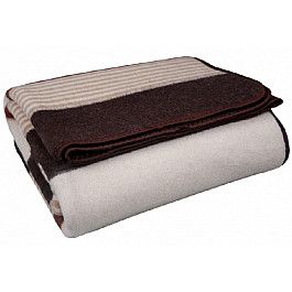 Одеяло Vladi Одеяло шерстяное "Полоса", белый, бежевый, терракотовый, коричневый, 170*210 см