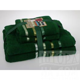 Полотенца Karna Комплект из 4-х махровых полотенец (50*80; 70*140) "KARNA BALE", темно-зеленый